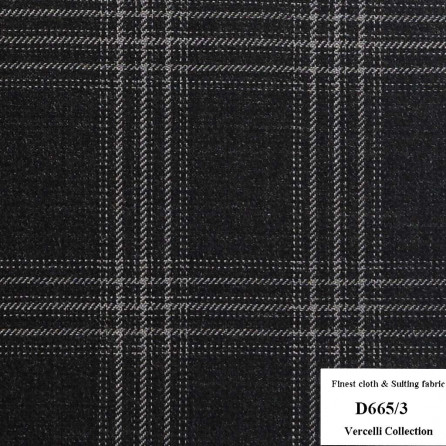 D665/3 Vercelli CXM - Vải Suit 95% Wool - Xanh Dương Caro
